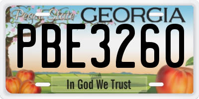 GA license plate PBE3260