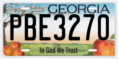 GA license plate PBE3270