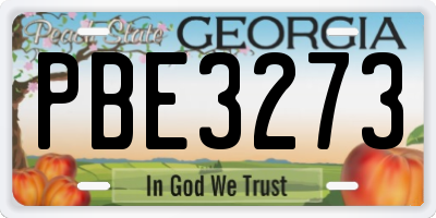 GA license plate PBE3273
