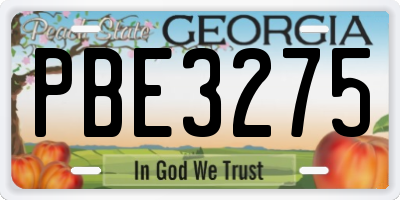 GA license plate PBE3275