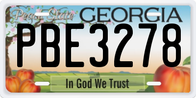 GA license plate PBE3278