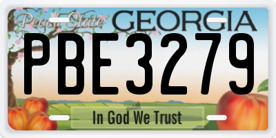 GA license plate PBE3279