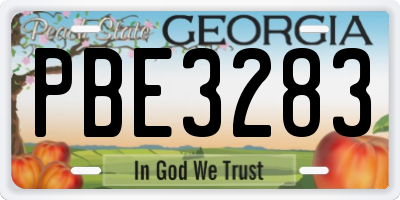 GA license plate PBE3283