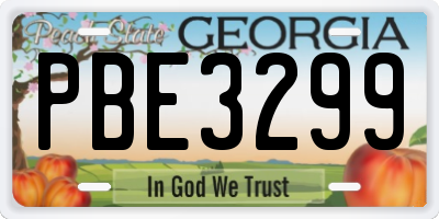 GA license plate PBE3299