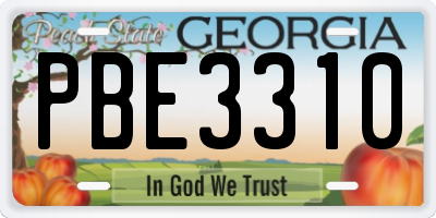 GA license plate PBE3310