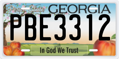 GA license plate PBE3312