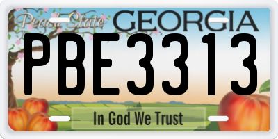 GA license plate PBE3313