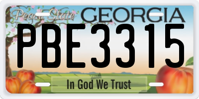 GA license plate PBE3315