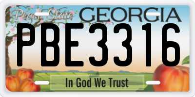GA license plate PBE3316