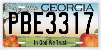 GA license plate PBE3317