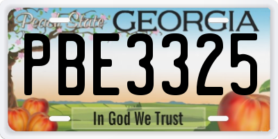 GA license plate PBE3325