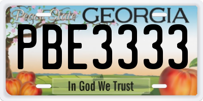 GA license plate PBE3333