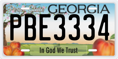 GA license plate PBE3334