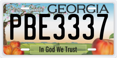 GA license plate PBE3337