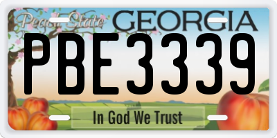 GA license plate PBE3339