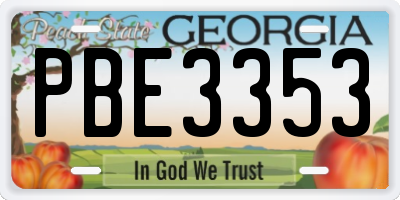 GA license plate PBE3353