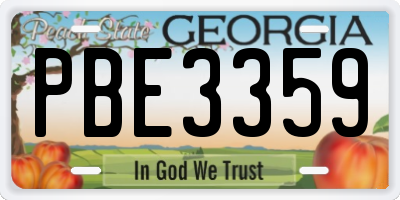 GA license plate PBE3359