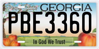 GA license plate PBE3360