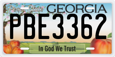 GA license plate PBE3362