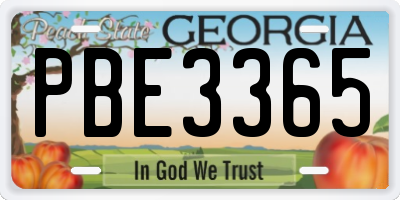 GA license plate PBE3365