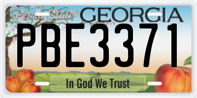 GA license plate PBE3371