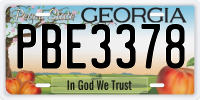 GA license plate PBE3378