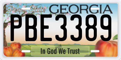 GA license plate PBE3389