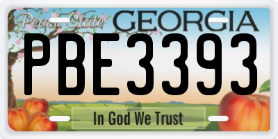 GA license plate PBE3393