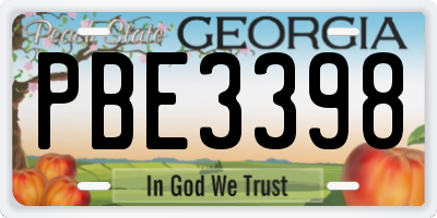 GA license plate PBE3398
