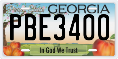 GA license plate PBE3400