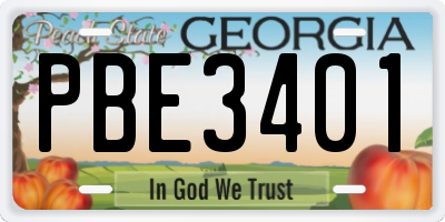 GA license plate PBE3401