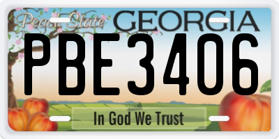 GA license plate PBE3406