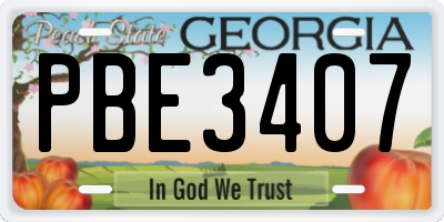 GA license plate PBE3407