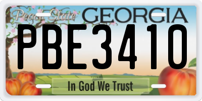 GA license plate PBE3410