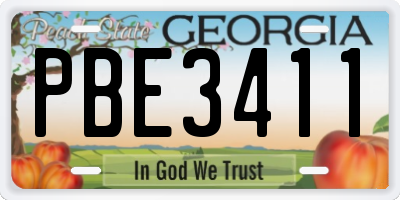 GA license plate PBE3411