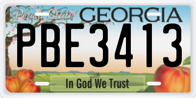 GA license plate PBE3413