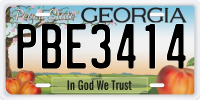 GA license plate PBE3414