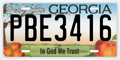 GA license plate PBE3416