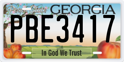 GA license plate PBE3417