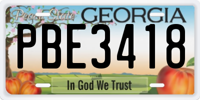 GA license plate PBE3418