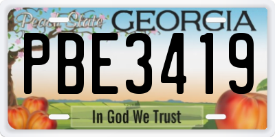 GA license plate PBE3419