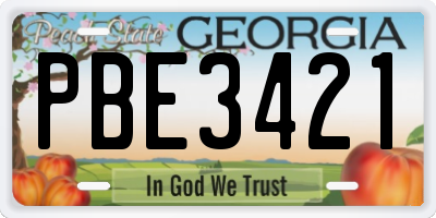 GA license plate PBE3421
