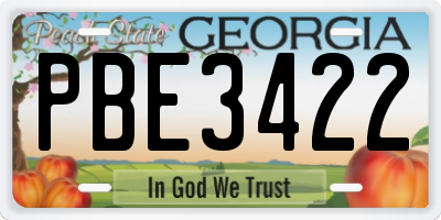 GA license plate PBE3422