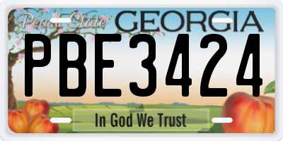 GA license plate PBE3424