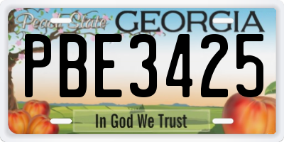 GA license plate PBE3425