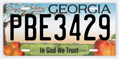 GA license plate PBE3429