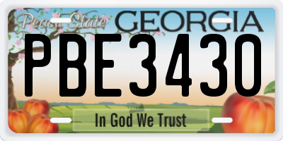 GA license plate PBE3430