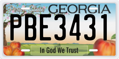 GA license plate PBE3431