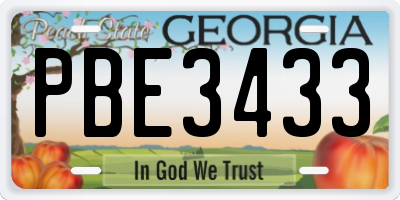 GA license plate PBE3433