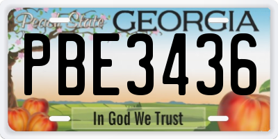 GA license plate PBE3436